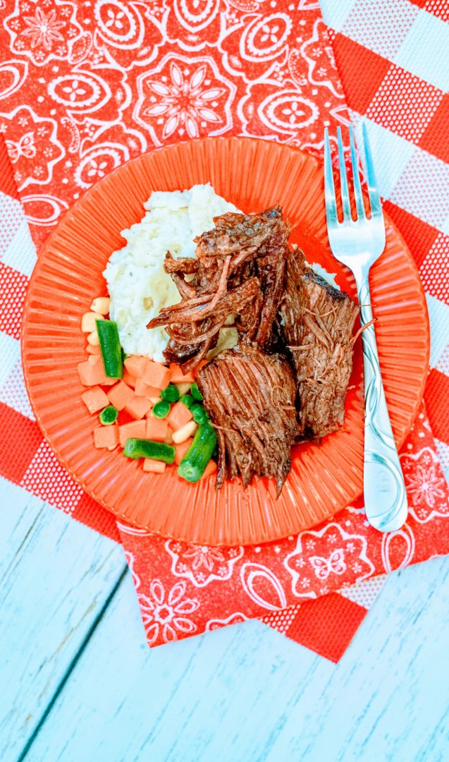 Slow Cooker Pot Roast Mississippi Style on Plate