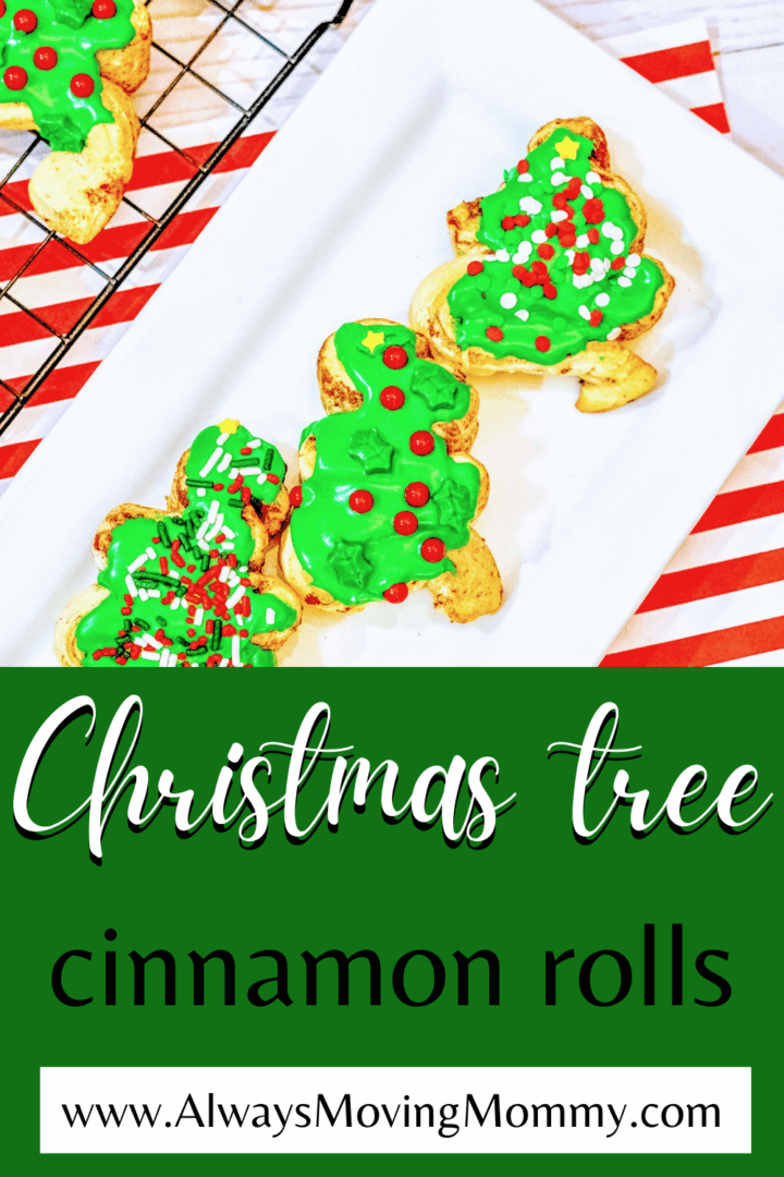 Christmas Tree Cinnamon Rolls for Christmas Morning Breakfast | AlwaysMovingMommy.com